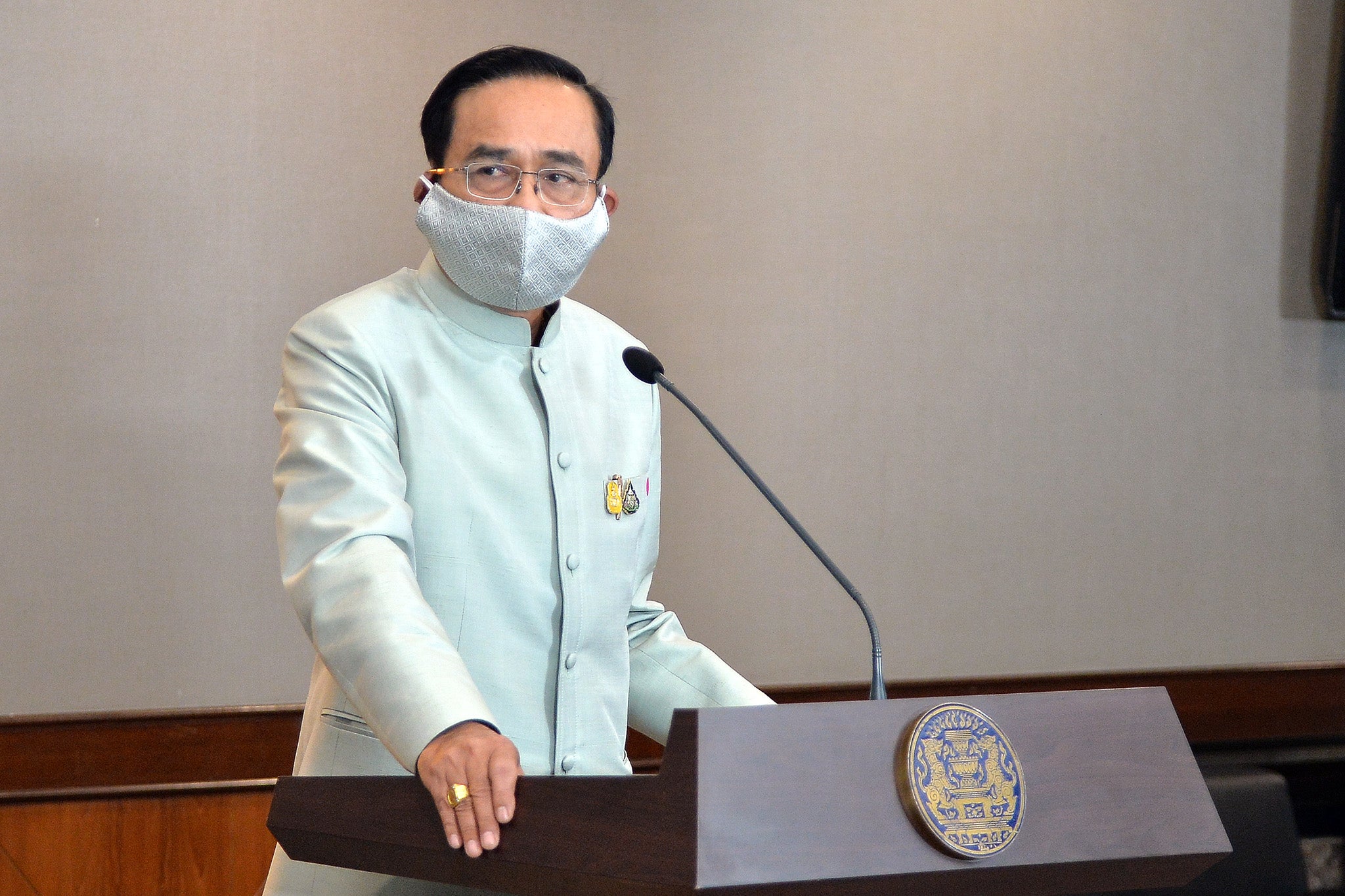 Thai Prime Minister Gen. Prayut Chan-Ocha delivers a televised speech in Bangkok, Thailand, March 24, 2020. 
