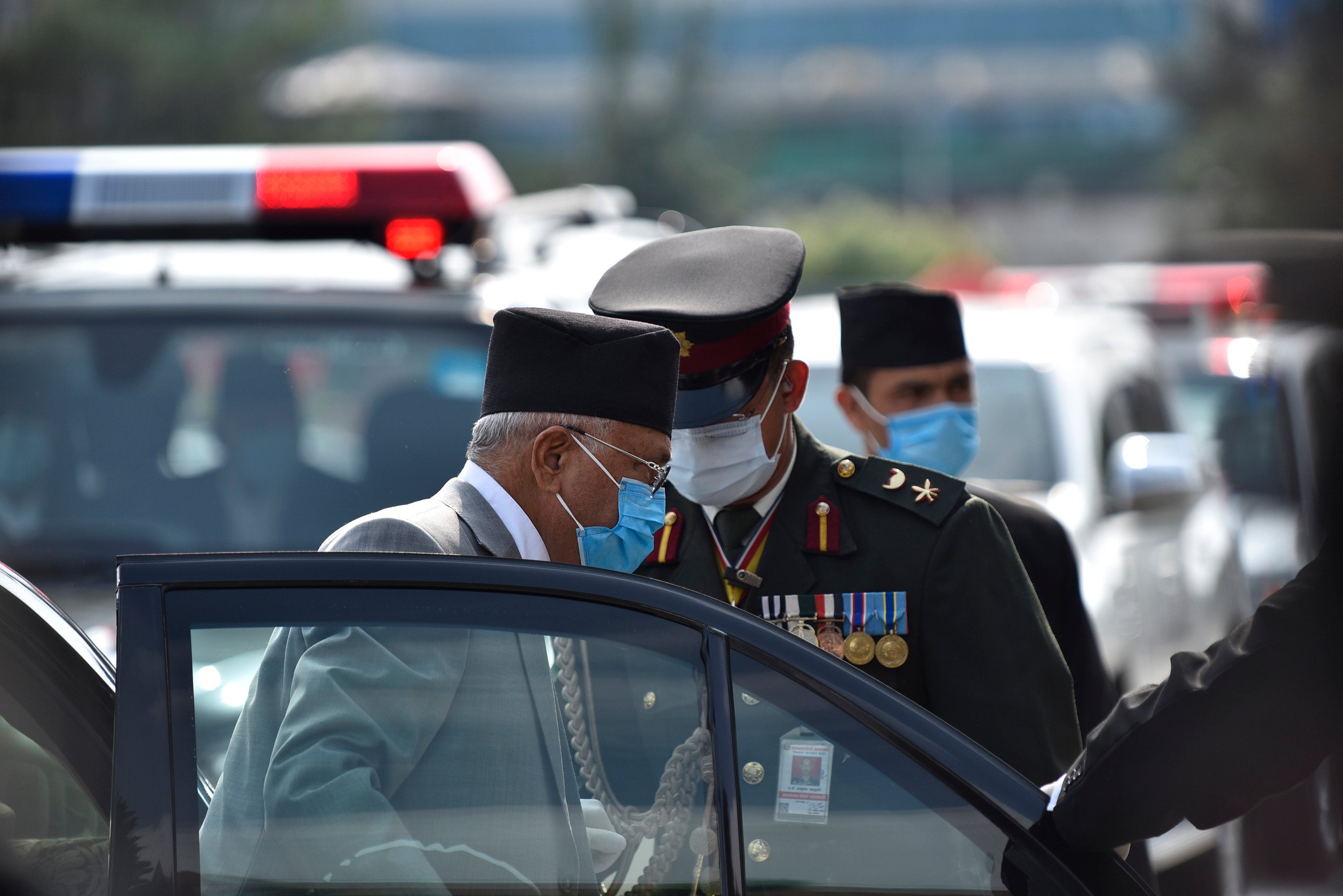 Prime Minister KP Sharma Oli attends this year's fiscal policy and programs during complete nationwide lockdown at federal parliament in Kathmandu, Nepal on Friday, May 15, 2020.