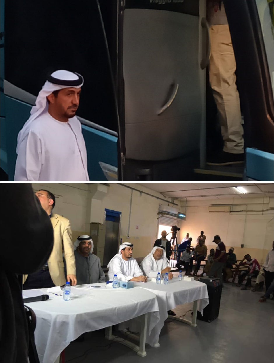 الصور أعلاه لديين سيف معضد الكعبي، والذي ذُكر اسمه في عقود العمل التي راجعتها "هيومن رايتس ووتش"، بصفته مالك بلاك شيلد للخدمات الأمنية.