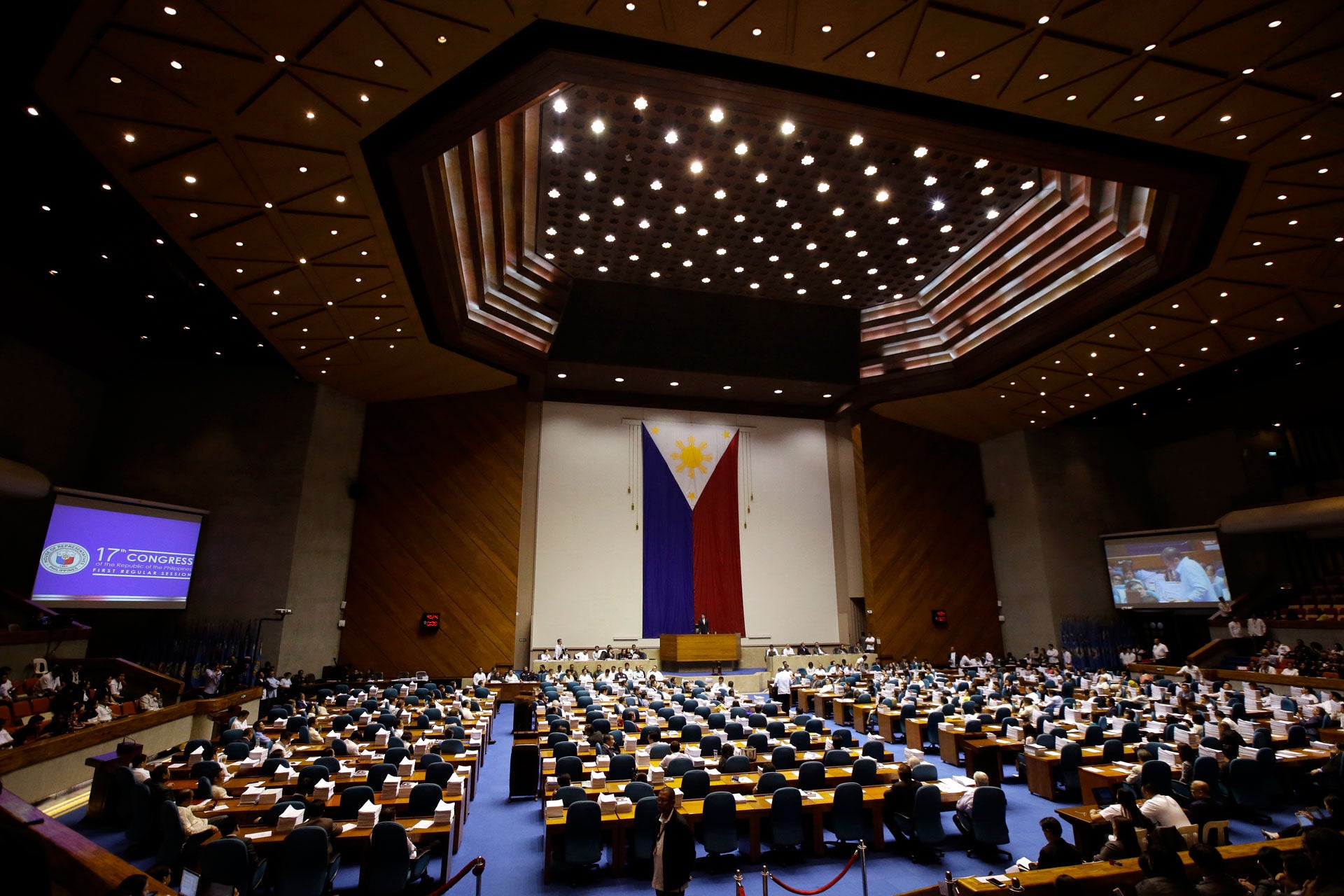 Members of Congress convene at the House of Representatives in Quezon city, metropolitan Manila, Philippines, in this May 31, 2017 file photo. 