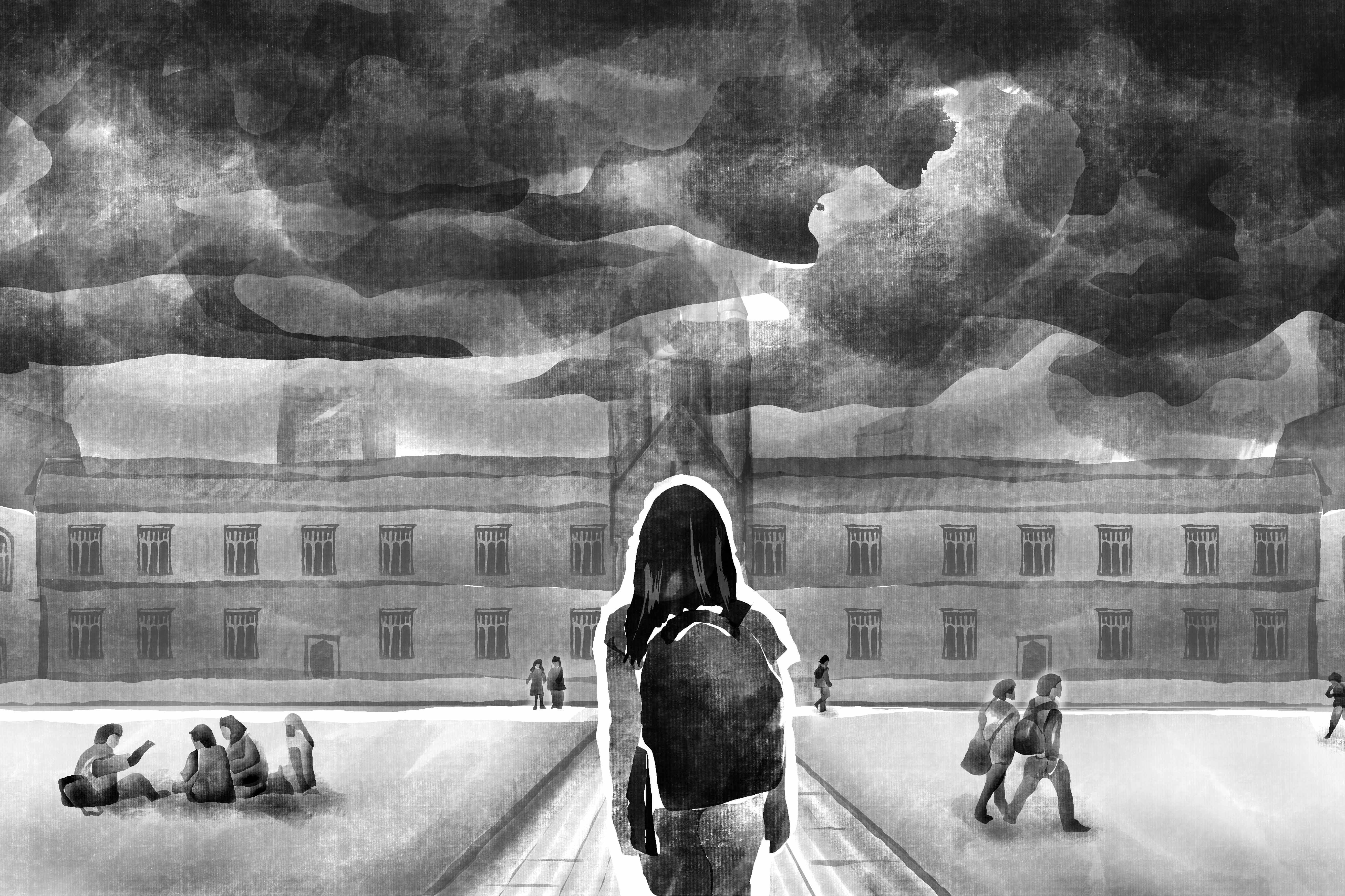 Illustration en couverture du rapport de Human Rights Watch, paru fin juin 2021, sur l’étroite surveillance par les autorités chinoises, d’étudiant·e·s chinois·e·s sur les campus d’universités en Australie.