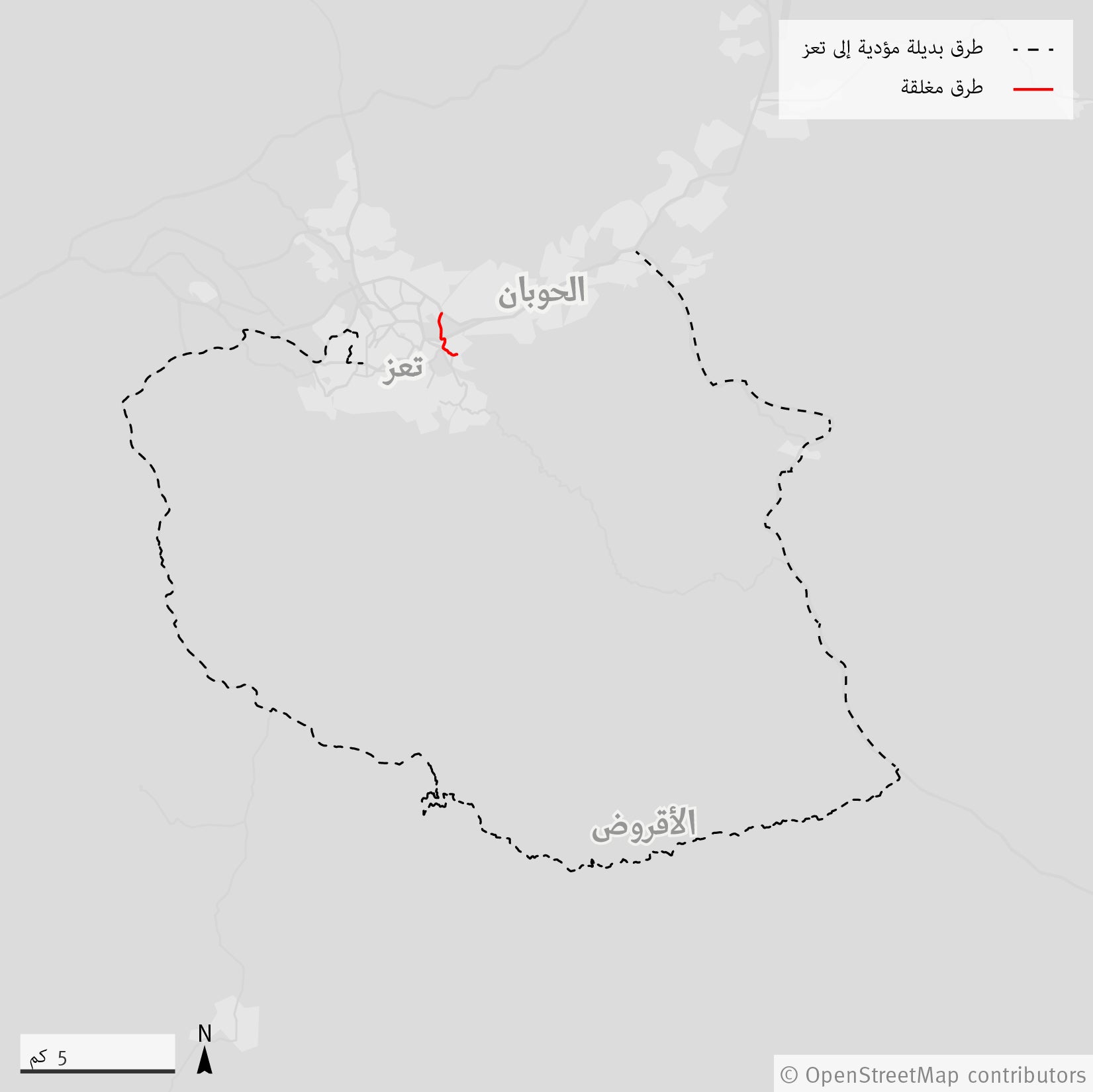 خريطة طرق تعز