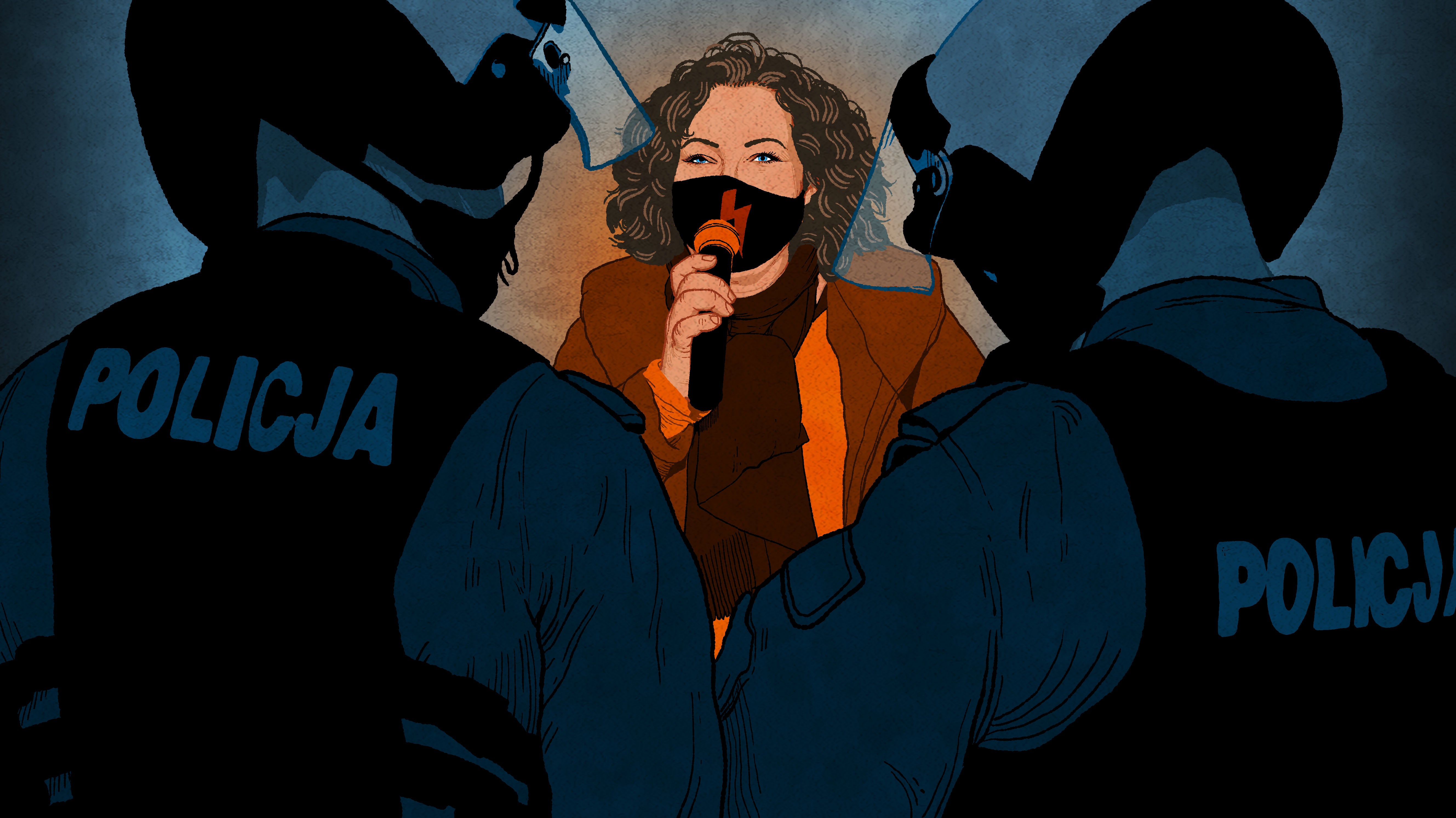 Liderka protestów Marta Lempart na zgromadzeniu na rzecz praw aborcyjnych w Polsce.