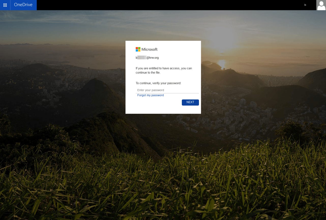  Screenshot of the fake login page hosted on sharefilesonline[.]live (October 2022)