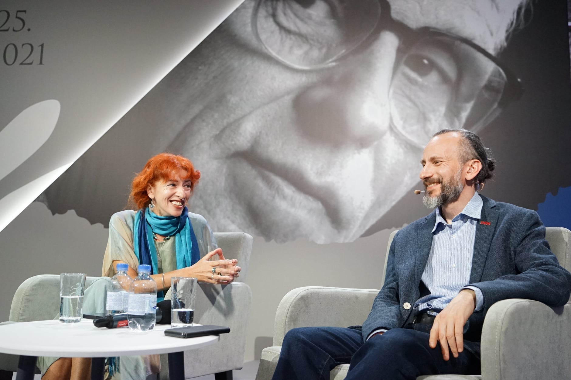 Tanya Lokshina, Europe and Central Asia associate director at Human Rights Watch, with Sergey Lukashevsky, director of Moscow's Sakharov Center, at the Andrei Sakharov Anniversary Conference.