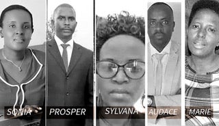 De gauche à droite, Sonia Ndikumasabo, Prosper Runyange, Sylvana Inamahoro, Audace Havyarimana et Marie Emerusabe.