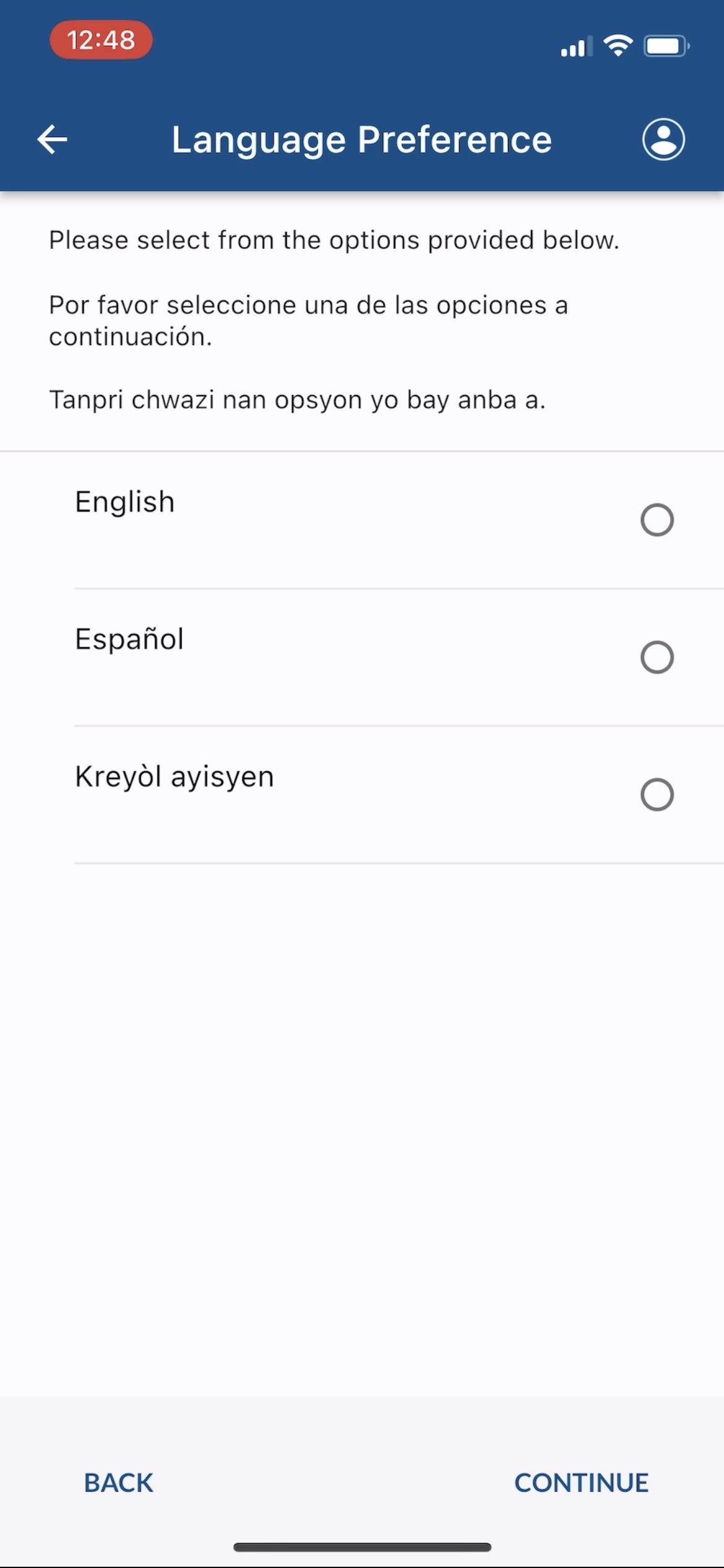 Mobile app screenshot