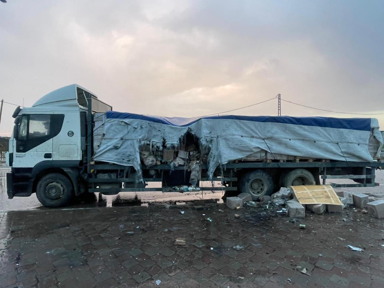 On February 5, 2024, Israeli naval gunfire hit an UNRWA aid truck carrying food.