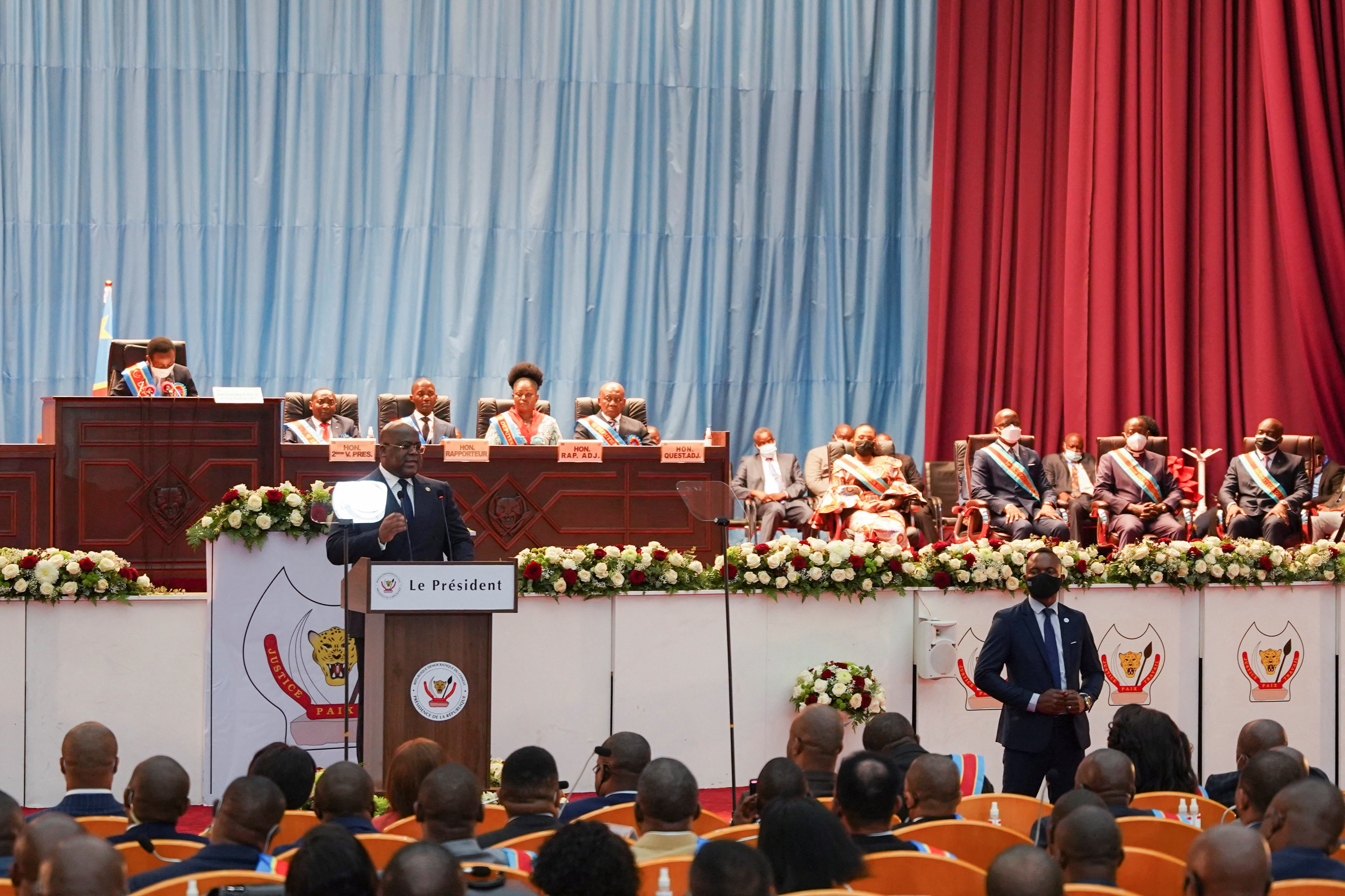 President Felix Tshisekedi gives his annual State of the Nation address during a joint session of parliament in Kinshasa