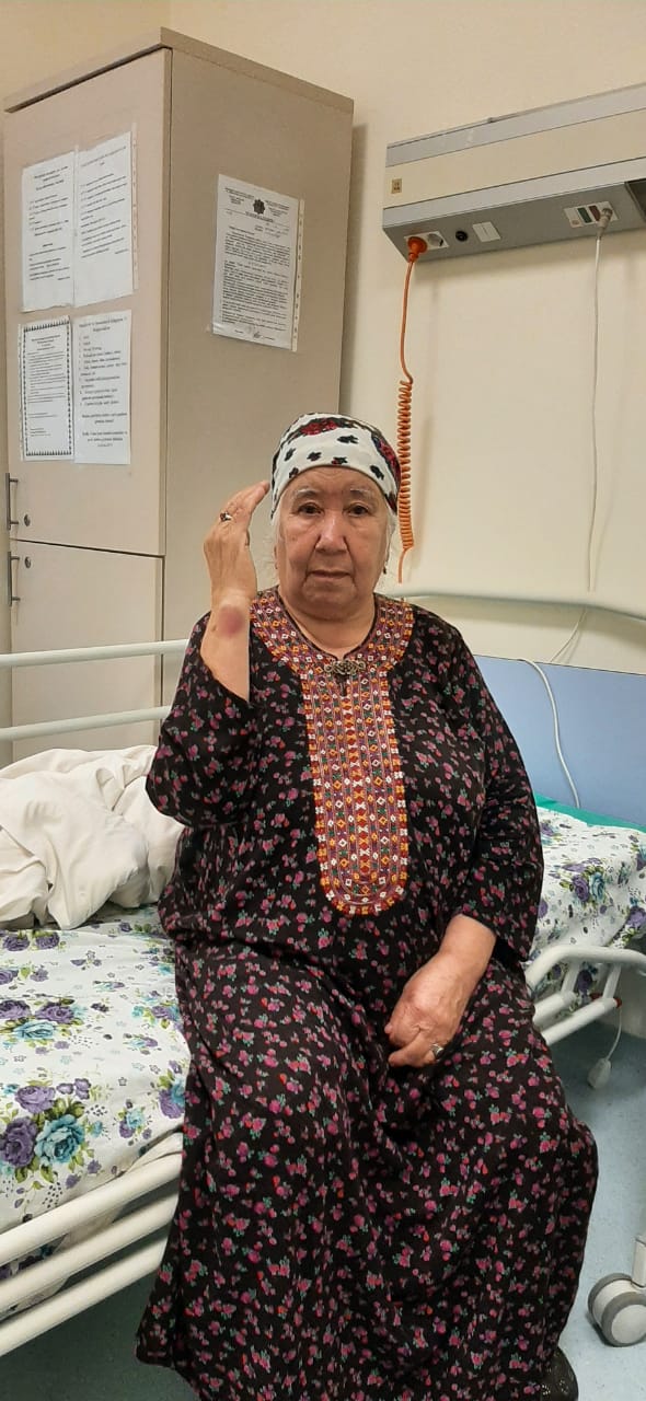 Human rights defender Soltan Achilova, forcibly held in an infectious disease hospital in Ashgabat, Turkmenistan. November 20, 2024. 