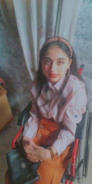 A pre-October 7, 2023 photo of Ghazal, a 14-year-old girl with cerebral palsy. 