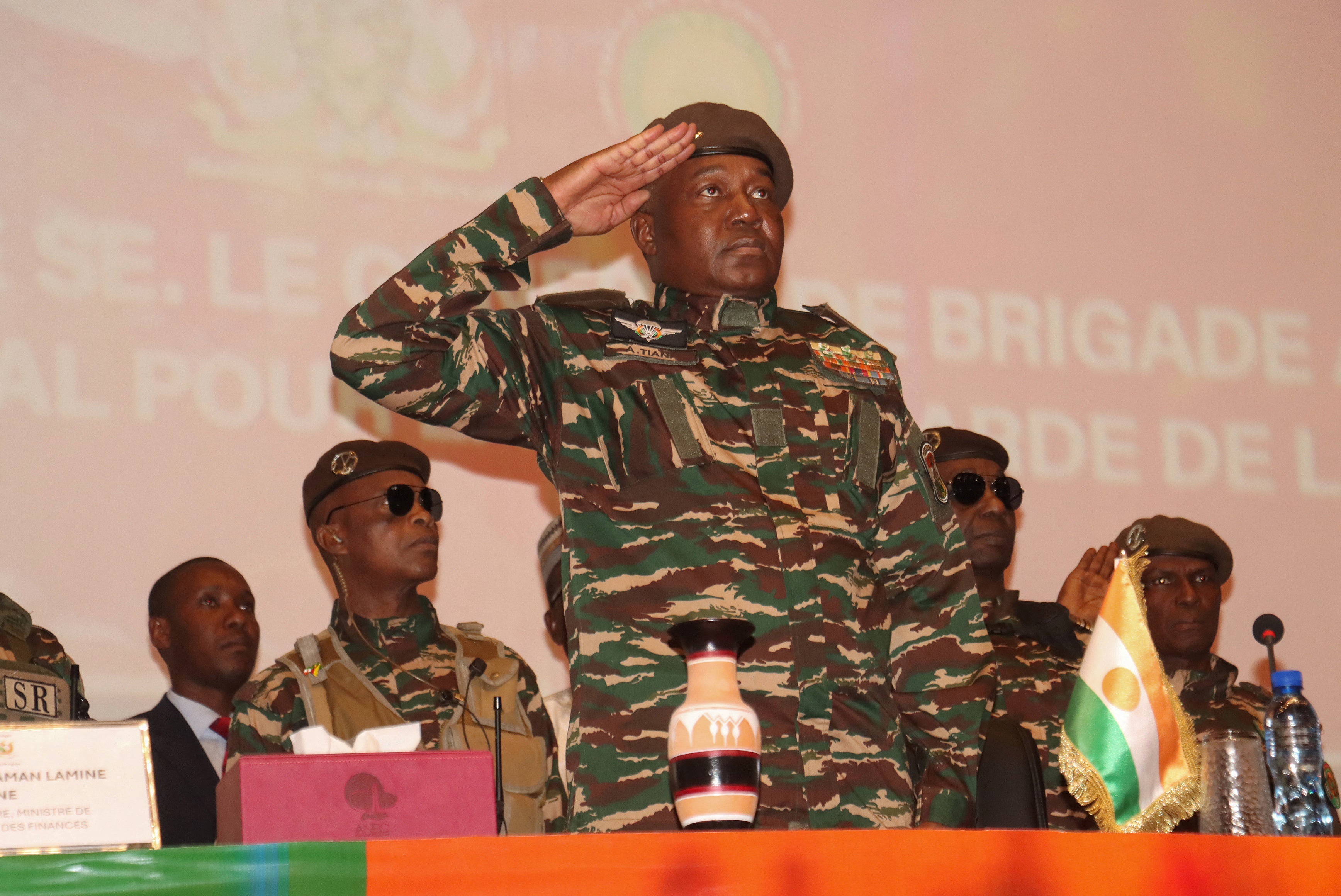 The head of Niger's military junta, Brig. Gen. Abdourahamane Tiani, attends the opening of the commission responsible for conducting the national conference in Niamey, February 15, 2025.