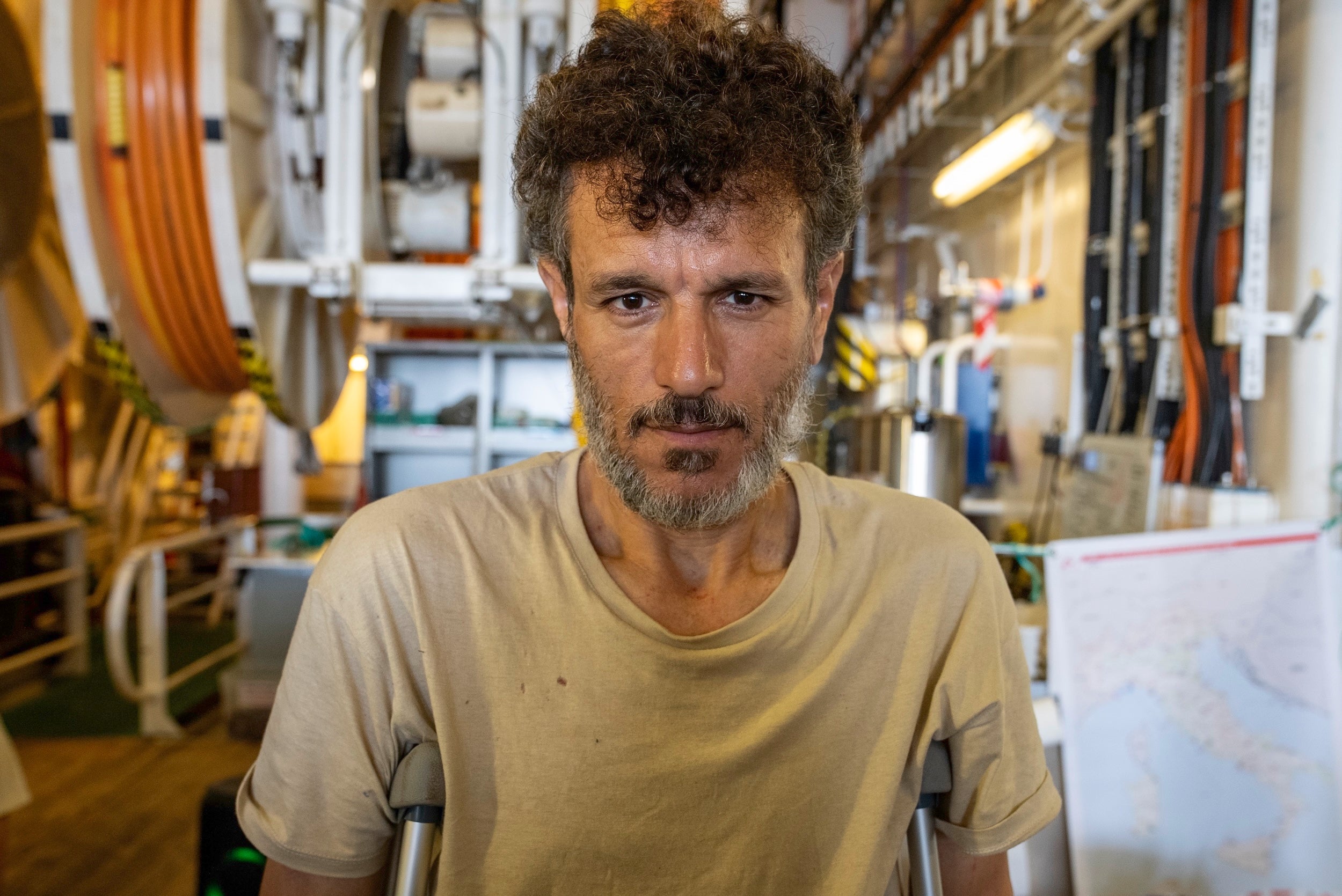 Un homme syrien d’origine palestinienne âgé de 50 ans, photographié à bord du Geo Barents le 20 septembre 2024. 