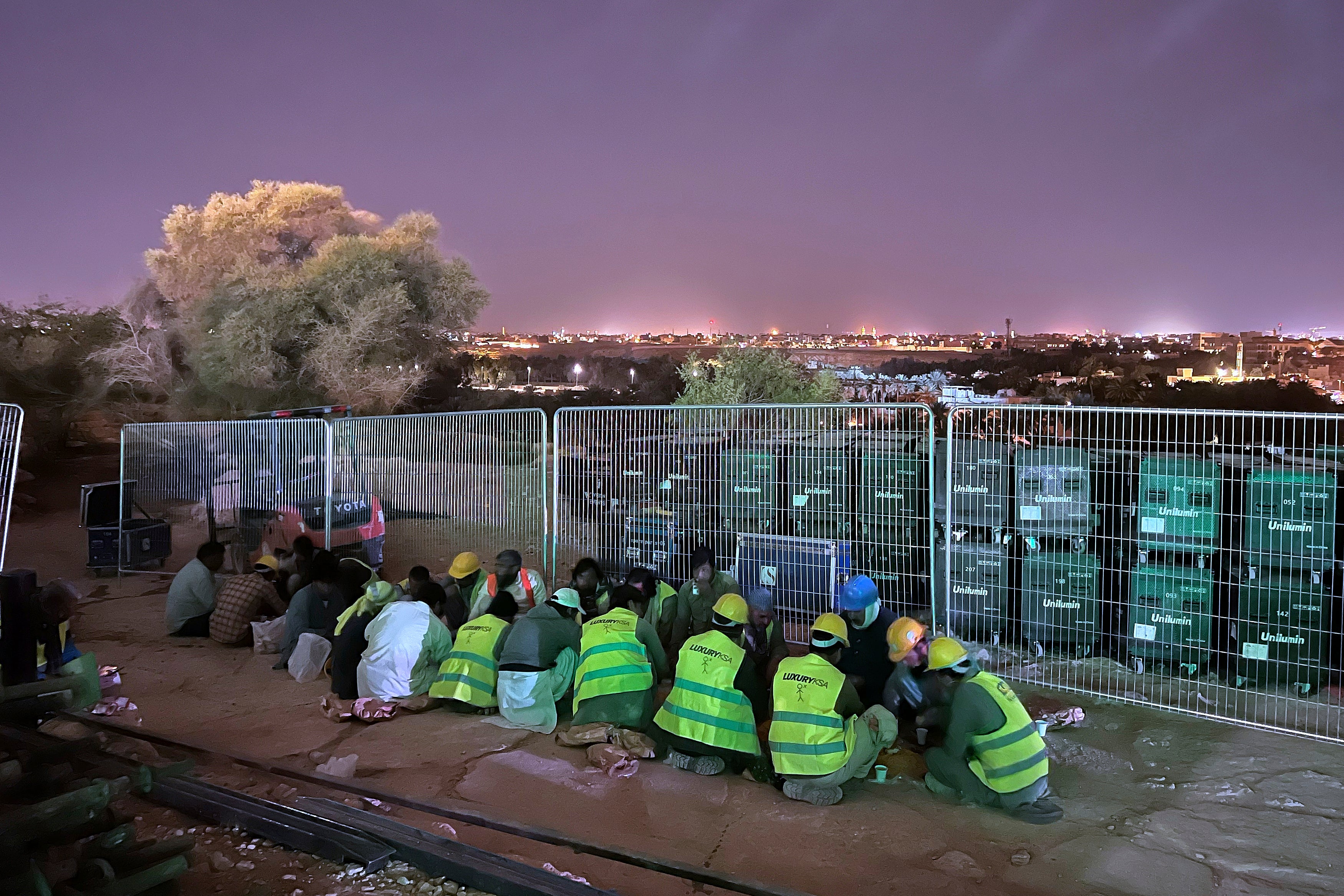 Migrant workers at a construction site near Riyadh, Saudi Arabia, March 2, 2024. 