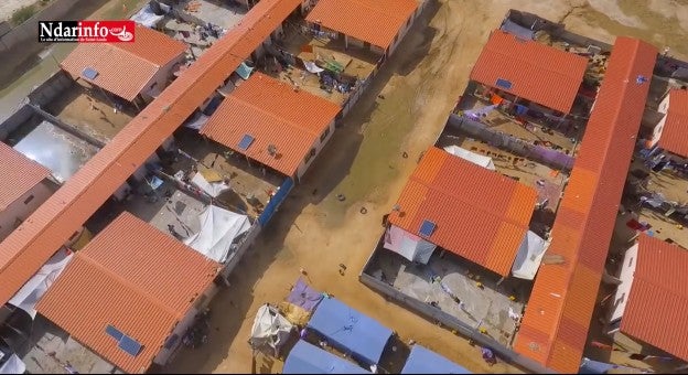 Aerial footage showing flooding around several houses in Khar Yalla. 