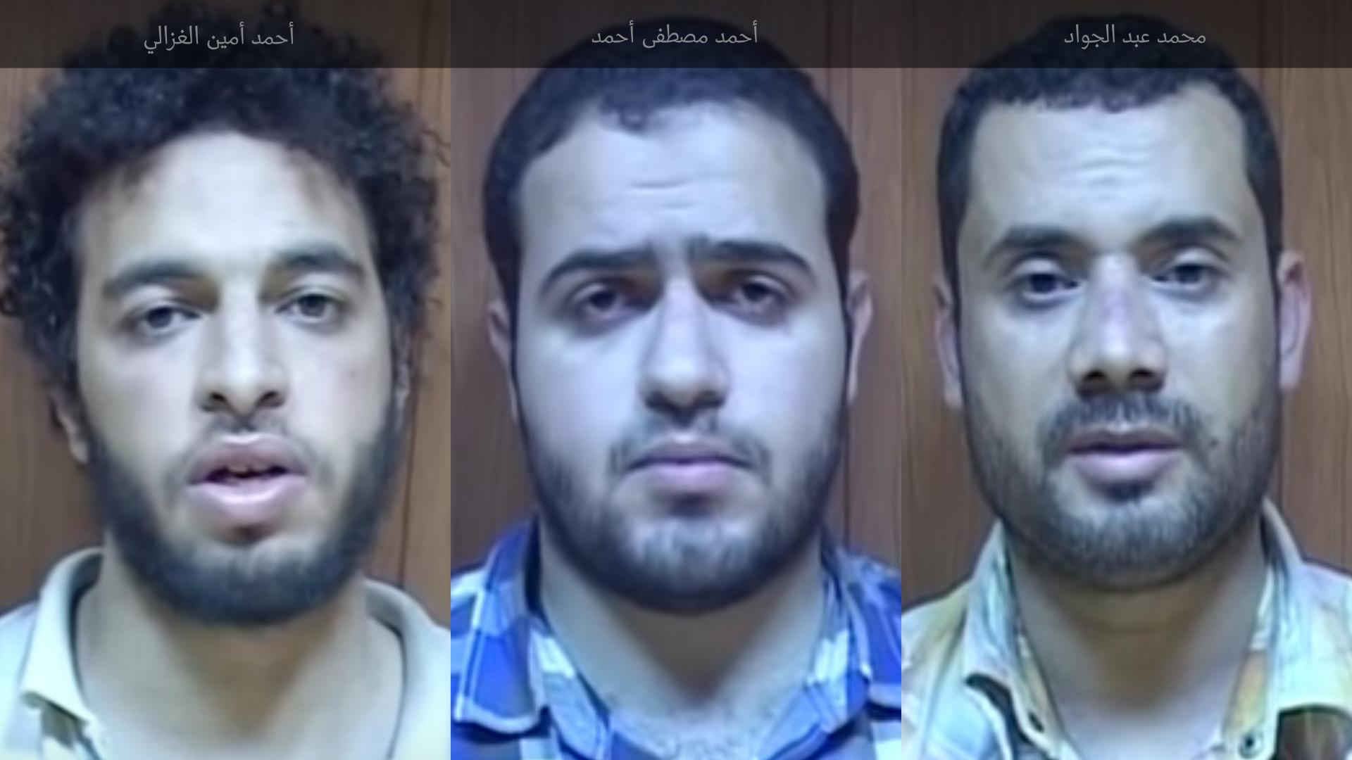 The men said they were held and tortured inside military intelligence headquarters in Cairo's Nasr City neighborhood, where they were forced to confess.