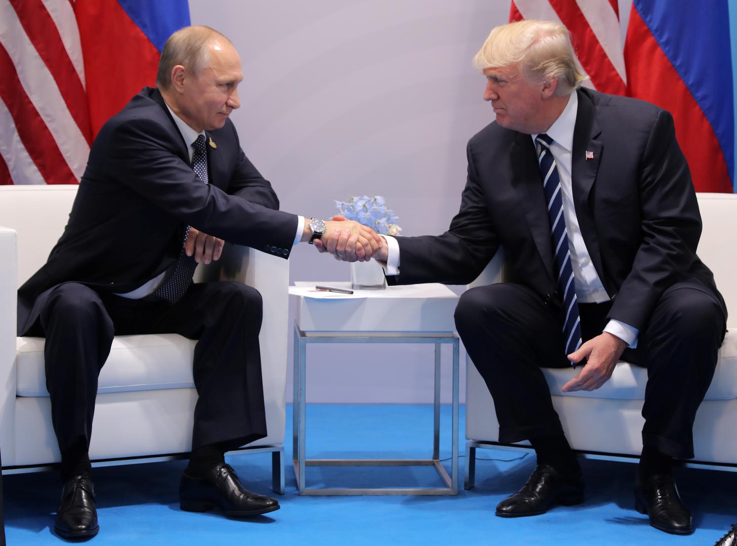 U.S. President Donald Trump shakes hands with Russia's President Vladimir Putin during their bilateral meeting at the G20 summit in Hamburg, Germany, July 7, 2017.