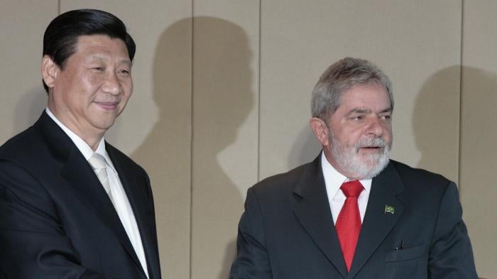China's then Vice-President Xi Jinping, left, and Brazil's President Luiz Inacio Lula da Silva during a meeting at the presidential palace in Brasilia, February 19, 2009. 