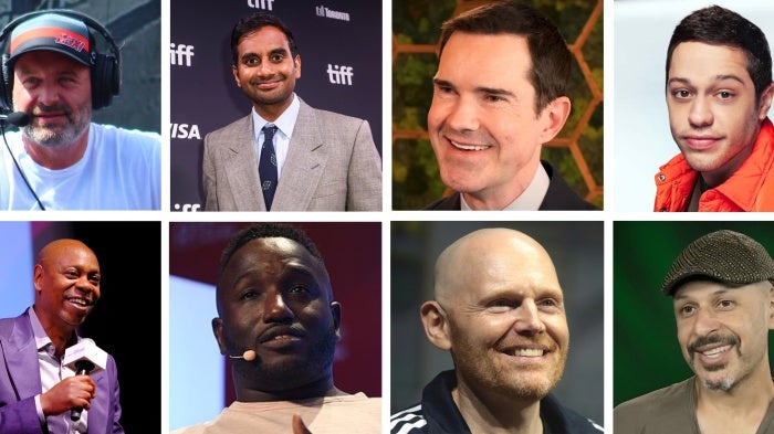 Collage of comedians participating in the Saudi Comedy Festival