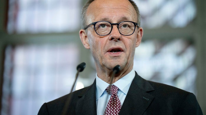 Friedrich Merz during his official visit as Federal Chancellor at the Red Town Hall, Berlin, Germany, December 3, 2025.