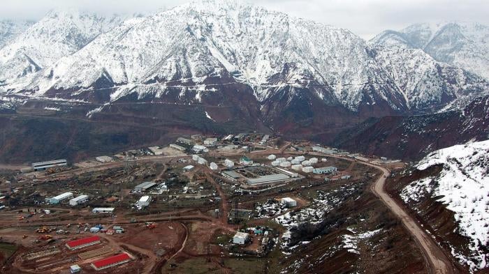 A construction site for the proposed Rogun Dam.