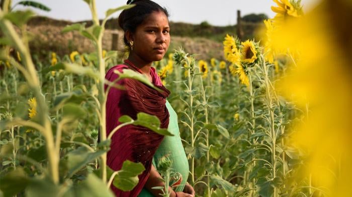 Sharmila G., 14, eloped at age 12 and married an 18-year-old man. At the time this picture was taken she was seven months pregnant. She said that when rumors spread in her village about her relationship with her then-boyfriend, her parents tried to separa