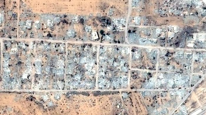 Satellite image showing demolition in Sinai, Egypt.