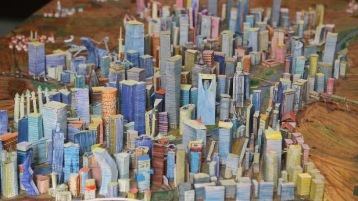 A small scale model built by 14-year-old Syrian Mohamed Qutaish, representing the way he imagines the reconstruction of Aleppo, Aleppo, Syria, August 31, 2015. © 2015 Reuters