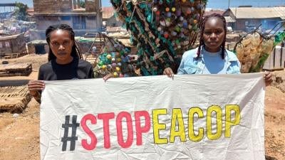 Fridays for Future Uganda activists Hilda Flavia Nakabuye and Patience Nabukalu in Kampala, Uganda. 