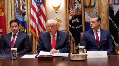 President Donald Trump speaks during a Cabinet meeting