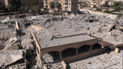 Destroyed market in Tabqa, Syria, after a US-led coalition airstrike.
