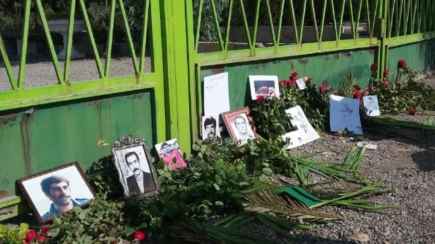Photos of victims at a memorial commemorating those killed during the mass executions in the 1980s, Khavaran cemetery in Tehran, Iran, 2020.