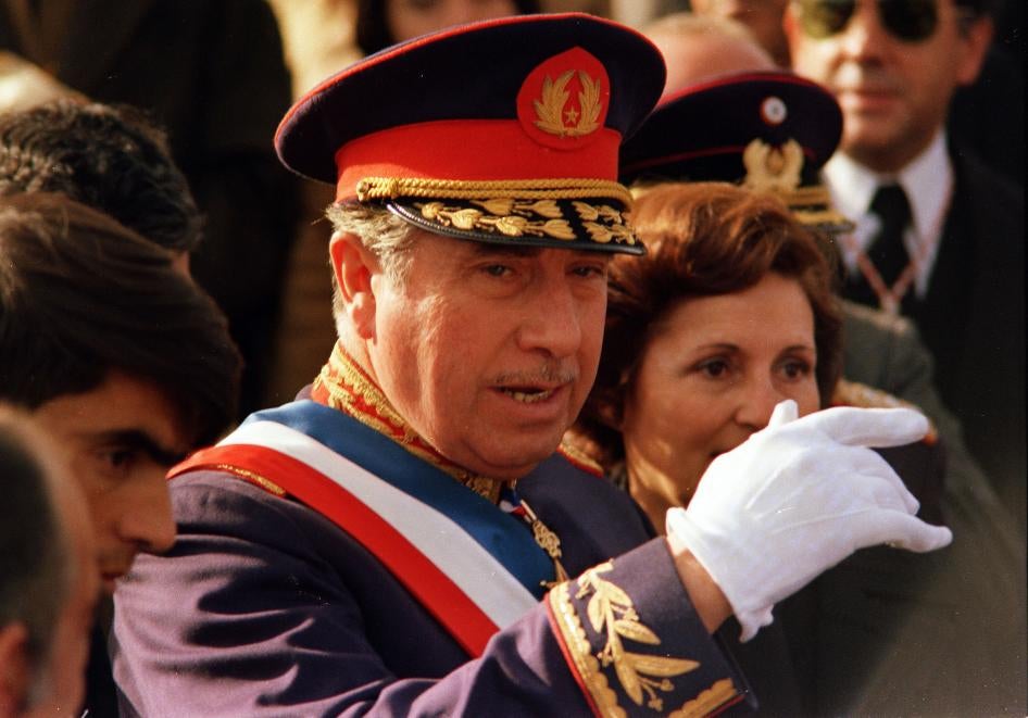 General Augusto Pinochet, who from 1973 to 1990 led a military government in Chile responsible for extensive human rights abuses, in 1975.