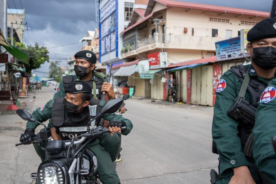 Military Police patrol in a Red Zone to ensure people abide by the lockdown measures. Phnom Penh remains in lockdown as Cambodia takes drastic measures to reduce the spread of its worst COVID-19 outbreak to date. 