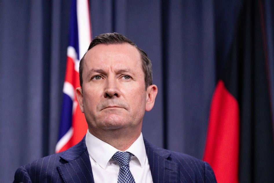 Western Australia Premier Mark McGowan during a press conference in Perth, Australia.