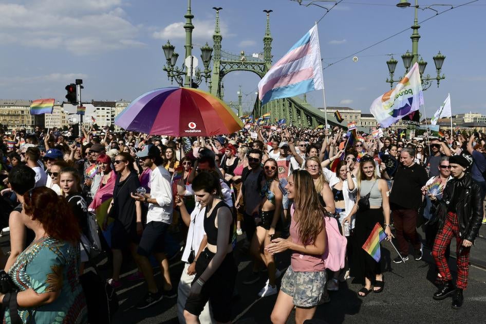 Pride March in Budapest, Hungary. 