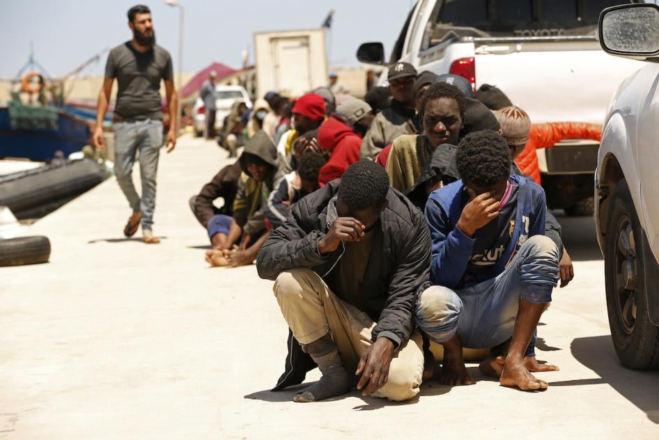 Men detained in Gasr Garabulli, northwestern Libya.