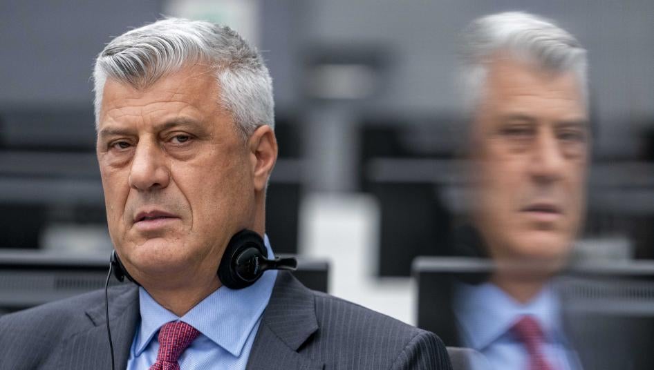 L'ancien président du Kosovo, Hashim Thaçi, comparaissait devant les Chambres spécialisées pour le Kosovo à La Haye, le 9 novembre 2020.