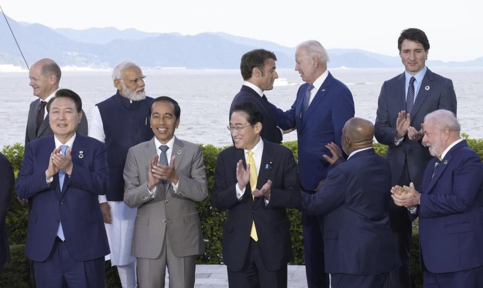 World leaders from G7 and invited countries during the G7 Leaders' Summit in Hiroshima, Japan.