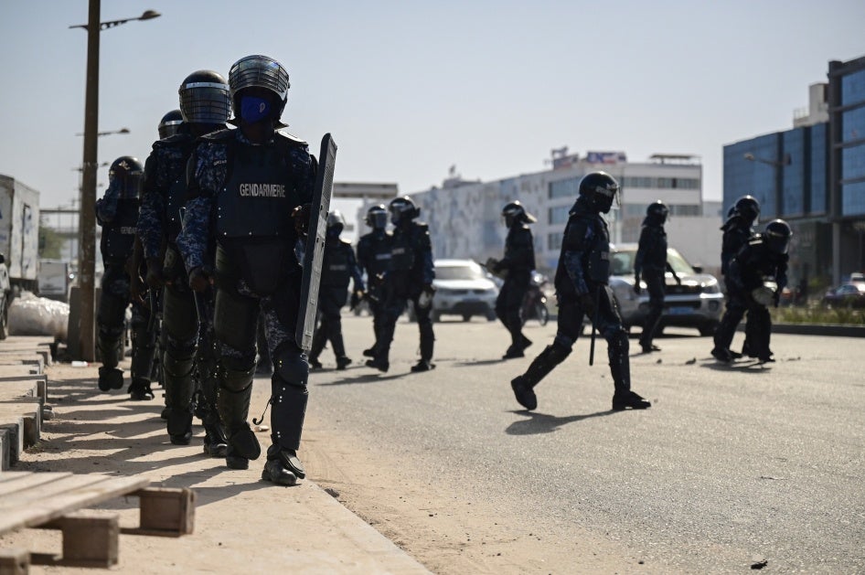 Gendarmes clash with Senegalese demonstrators during a protest against the postponement of the February 25th presidential election, in Dakar, Senegal, February 4, 2024.