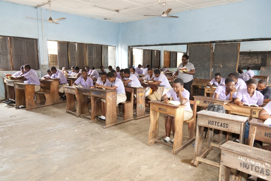 Caption: Students reading in a classroom. Accra, Ghana, January 16, 2013.