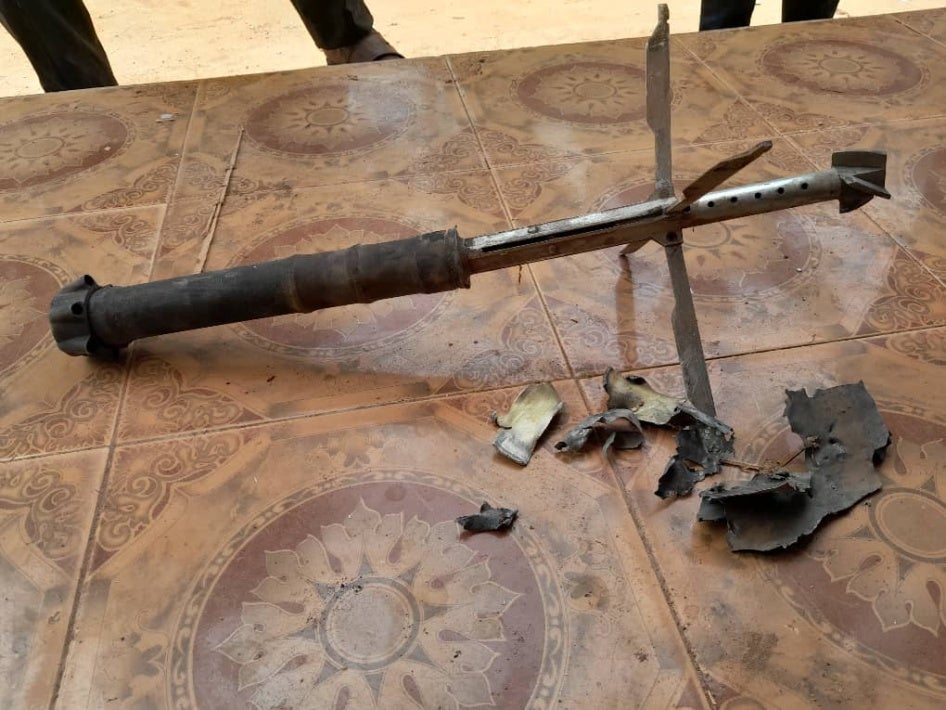 Remnants of a projectile that fell on a house in Moundou, southern Chad, on May 9, 2024, following the announcement of the provisional results of the Chad presidential elections.
