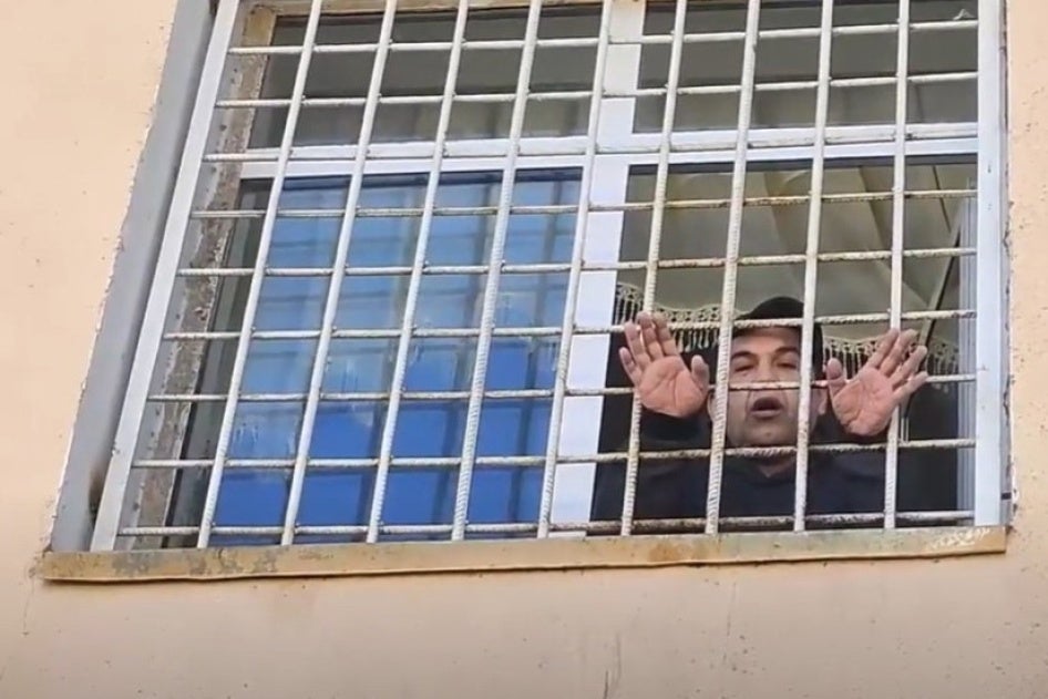 Uzbek blogger Valijon Kalonov at a psychiatric hospital in Jizzakh, Uzbekistan, where he has been forcibly detained since 2021 for criticizing the president