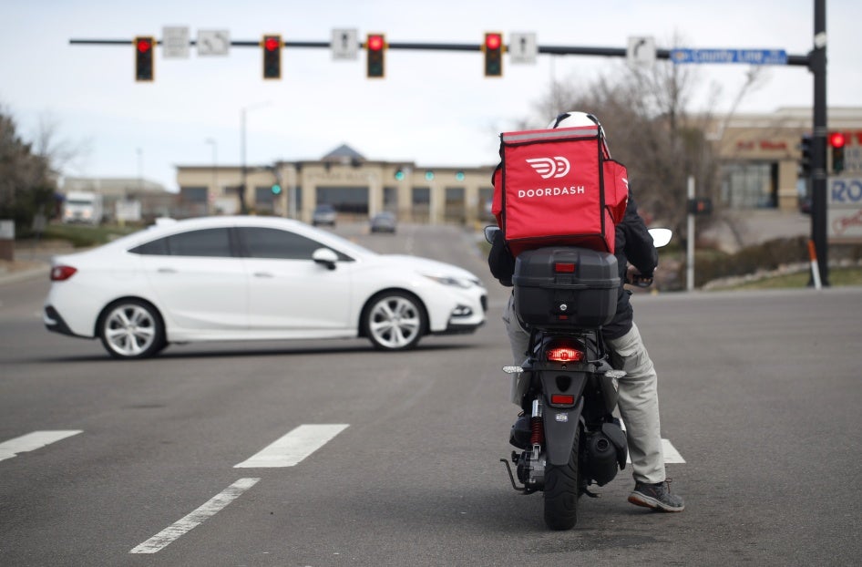A food delivery driver in Lone Tree, Colorado, March 30, 2020.