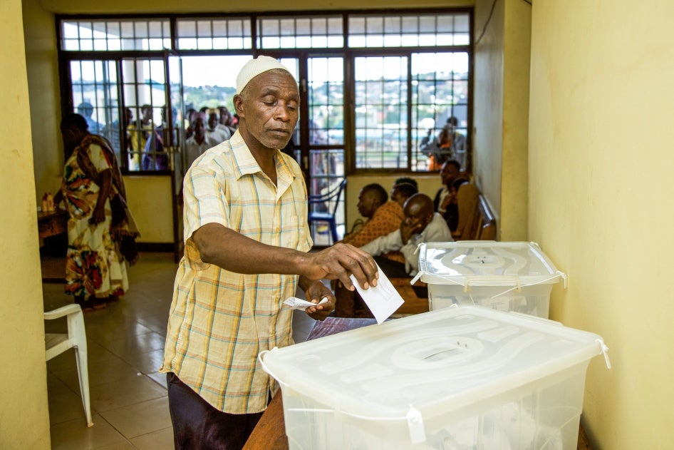 A man casts his vote