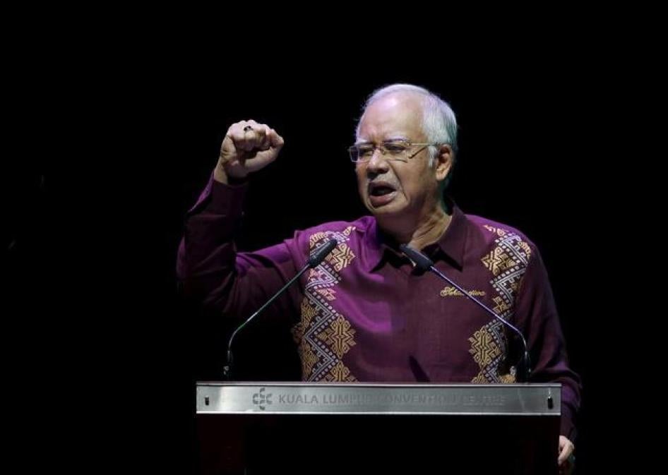 Prime Minister Najib Razak gives his National Day address in Kuala Lumpur, Malaysia on August 30, 2015. 