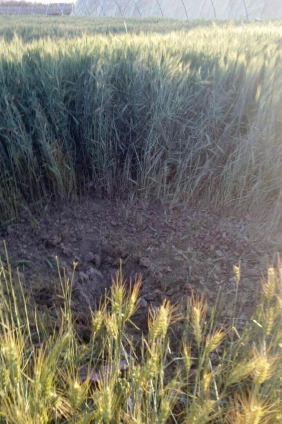 Photo of A crater from the February 22 attack on Qahza, Saada governorate is consistent with damage caused by a submunition from a cluster munition attack. 