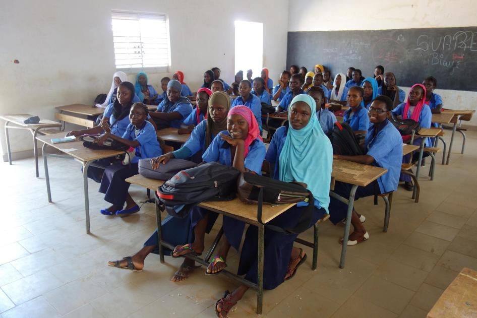 Secondary school students in a classroom in southern Senegal. 
