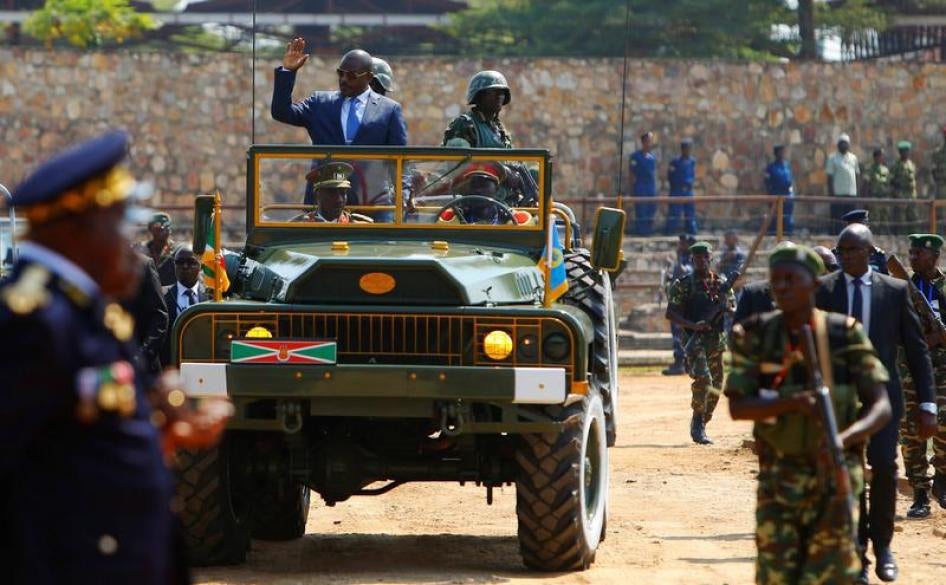 Burundi’s President Pierre Nkurunziza at the Prince Louis Rwagasore stadium in Bujumbura, as Burundi marked its 55th independence anniversary on July 1, 2017.