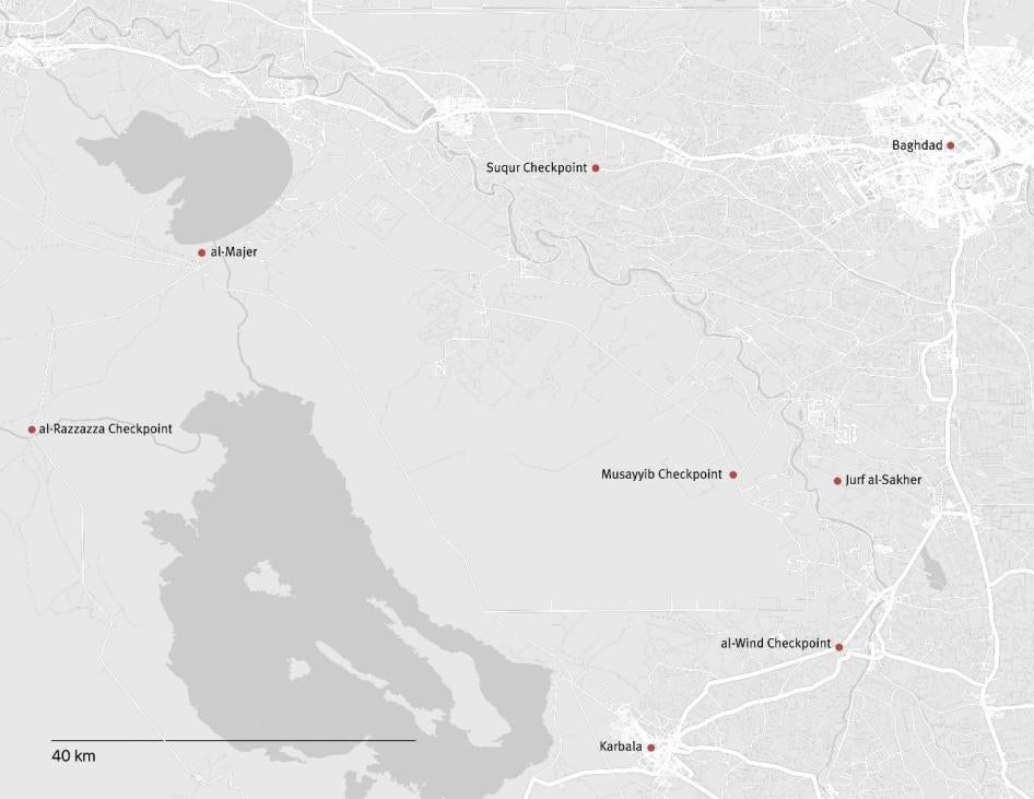 Map showing locations at which individuals were detained from and then disappeared.